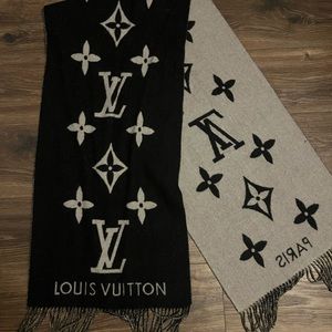 Louis Vuitton classic presbyopic black and gray scarf